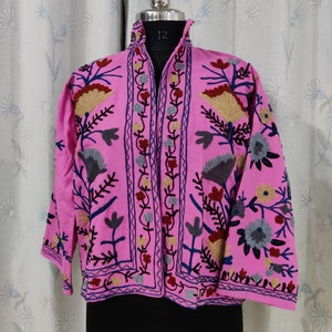 Pink Suzani Jacket/Coat, Hand Embroidery Jacket, Women Wear New Style Coat, Partywear, Suzani Short Jacket,Classical Jacket, Gift for Her