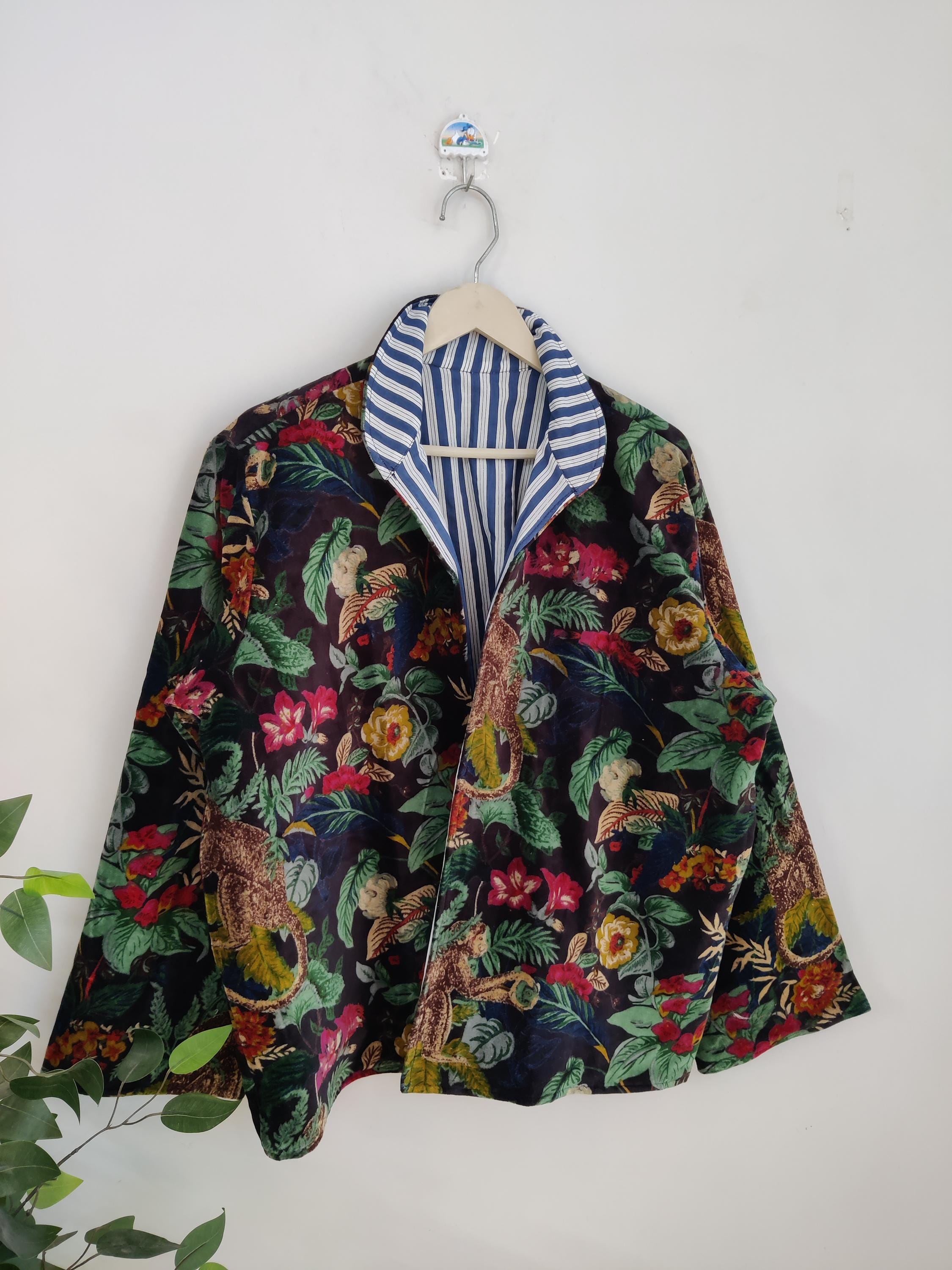 Jacket Like A Robe Velvet Jacket, New Bridal Robe, Jungle Print Velvet Jacket Robes ...
