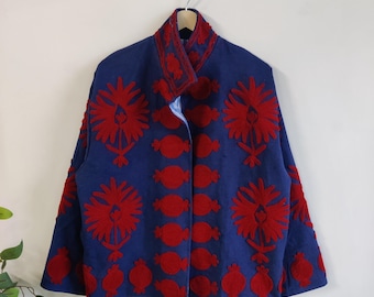 Suzani Stickerei Winterbekleidung Jacke, Damenjacke Ethnic Unisex Mantel, Suzani kurze Jacke,