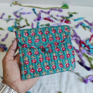 Multipurpose Pouch, Block Print Mini Quilted Bag, Floral Small Toiletry bag, Mini Purse for women, New small modern pouch, thoughtful gift