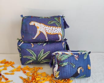 Jungle tijgerprint make-uptas set van 3 stuks,gewatteerde make-up/toilettas,tas voor reisaccessoires,ideale accessoires voor cadeau elke gelegenheid