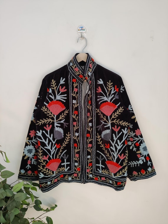 ベルベット手刺繍スザニジャケット - ベルベットコットンスザニ