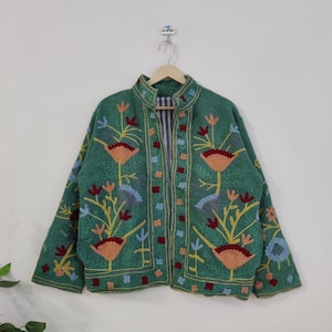 Handmade Suzani Embroidery Jacket New Winter Wear Jacket Coat ,Women Coat Suzani Short Suzani Jacket TNT Fabric Suzani Jacket Coat, One Size
