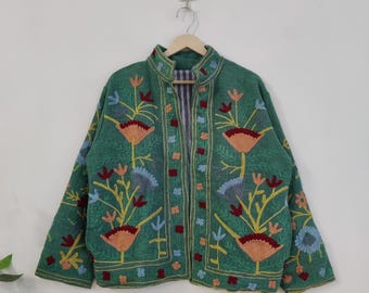 Handmade Suzani Embroidery Jacket New Winter Wear Jacket Coat ,Women Coat Suzani Short Suzani Jacket TNT Fabric Suzani Jacket Coat, One Size