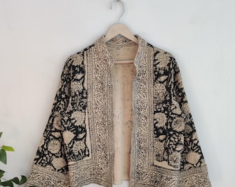 Hand Block Gedruckt Jacke - Handgefertigte Ethnische Boho Oberbekleidung, Block Gedruckt Mantel, Baumwolle TNT Hand, Festival & Alltagskleidung Mantel, Geschenk für Sie