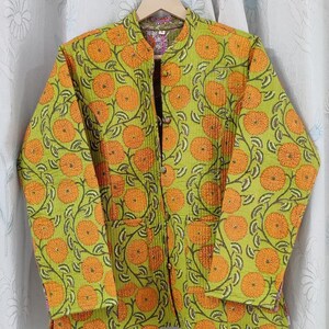 Chaqueta reversible acolchada de algodón para mujer, chaqueta india abierta por delante, chaqueta acolchada vintage hecha a mano, abrigos, estilo nuevo