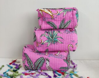 Jungle tijgerprint make-uptas set van 3 stuks,gewatteerde make-up/toilettas,tas voor reisaccessoires,ideale accessoires voor cadeau elke gelegenheid
