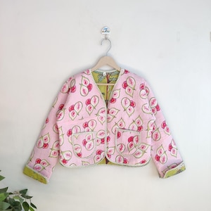 Cotton quilted women reversible fashion jacket coat, Floral kantha women girls jacket, winter, summer boho long, short Jacket, Bohemian Coat