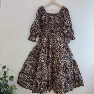 Vestido de verano con estampado de leopardo, vestido de algodón indio, vestido largo, vestido para mujer, vestido con estampado de bloques a mano, vestido de algodón para regalar, popular ahora