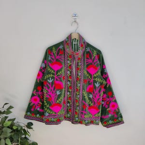ベルベット手刺繍スザニジャケット - ベルベットコットンスザニ ベルベット手刺繍スザニジャケット - ベルベットコットンスザニ