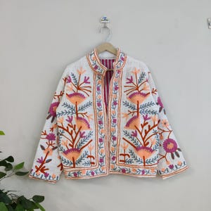 Handmade Tnt Suzani Embroidery Jacket, Winter Wear Jacket Coat, Women Coat Suzani Short Jacket, Unisex Suzani Jacket, Robe, Gift For Her