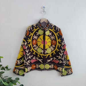Cotton Suzani Hand Embroidery Jacket Coat, Unique Women Wear Winter Jackets, Bridesmaid Gift, Winter Jacket, Kimono Robe, Bridesmaid Jackets