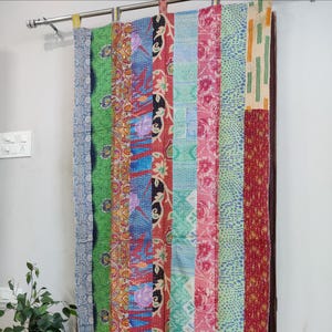 Boho Vintage Kantha Curtains, Handmade Patchwork Quilted Curtain Window and door Patchwork Hippie Curtain Bohemian Kantha Curtain home decor