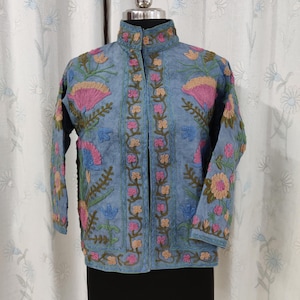 Cotton Handcrafted Suzani Jacket, Boho Embroidery work Women’s Quilted Coat, Kimono Indian Vintage Style Boho Vest Autumn Gift tnt jacket