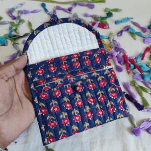 Floral Mini Toiletry bag, Multipurpose Pouch, Block Print Mini Quilted Bag, Mini Purse for women, New small modern pouch, thoughtful gift