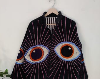 Evil Eye Velvet Jacket, Embroidered Suzani Jacket, Bohemian Winter Wear Jacket, Pure Velvet Jacket, Gifts For Her