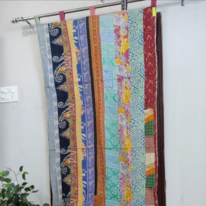 Boho Vintage Kantha Curtains, Handmade Patchwork Quilted Curtain Window and door Patchwork Hippie Curtain Bohemian Kantha Curtain home decor