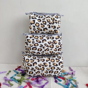 Handmade Leopard Print Makeup Bag - Cosmetic Bags - Beauty Organizer - Makeup Toiletry Organizer - Large Capacity Makeup Bag - Gifts For Mom