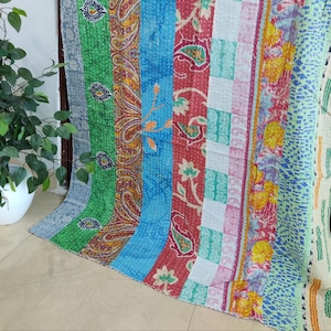 Indian Vintage Kantha Curtains, Handmade Patchwork Quilted Curtain, Window and door Patchwork Hippie Curtain, Bohemian Curtain home decor