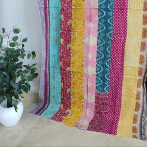 Boho Kantha Curtains, Handmade Vintage Patchwork Quilted Curtain Window and door Patchwork Hippie Curtain Bohemian Kantha Curtain home decor