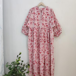 Nuevo vestido Kyra midi con estampado de flores rojas, vestido Kyra midi y mini, vestido bohemio de algodón, vestidos de verano para mujer.