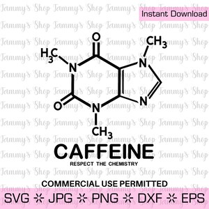 Cafeína Respeta la Química / Archivo descargable, Uso comercial permitido, Cricut, Descarga instantánea, imágenes prediseñadas, clip art, Vector, eps, jpg