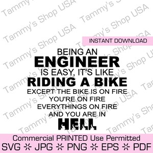 Être ingénieur, c'est facile, c'est comme faire du vélo, sauf que le vélo est en feu, vous êtes en feu, tout est en feu et vous êtes en enfer