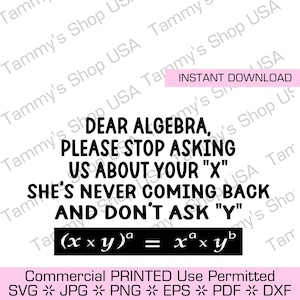 Gentile Algebra / Uso commerciale consentito, File scaricabile, File tagliato, File SVG, Cricut, Download immediato, Clip Art, Jpg, SVG, Vettore