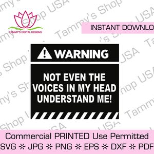 ACHTUNG Nicht einmal die Stimmen in meinem Kopf verstehen mich! | Downloadbare Datei, Datei, Cricut, Sofort Download, jpg, Geschenkidee, Geschenke, Kaffeetasse