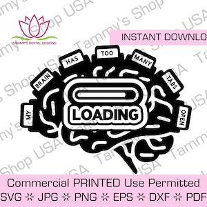 Mein Gehirn hat zu viele Tabs offen | Wird geladen | Herunterladbare Datei, svg, Cricut, Download, Jpg, SVG, Vektor, ADHD, ADD, Busy, Multitasking, Mom