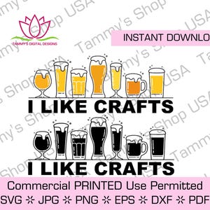 I Like Crafts (biervluchten) | Commercieel gebruik toegestaan, downloadbaar, gesneden bestand, SVG-bestand, Cricut, Clipart, bier, ale, alcohol, jpg, SVG