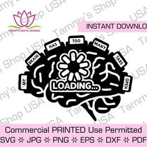 Mein Gehirn hat zu viele Tabs offen | Wird geladen | Herunterladbare Datei, svg, Cricut, Download, Jpg, SVG, Vektor, ADHD, ADD, Busy, Multitasking, Mom