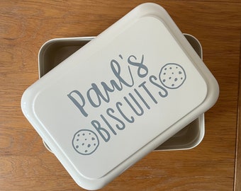 Personalised Biscuit Tin barrel food storage