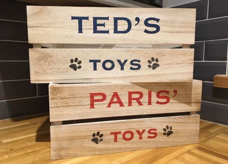 Personalised Dog Cat Pet Toy Box Wooden Crate Storage For Etsy