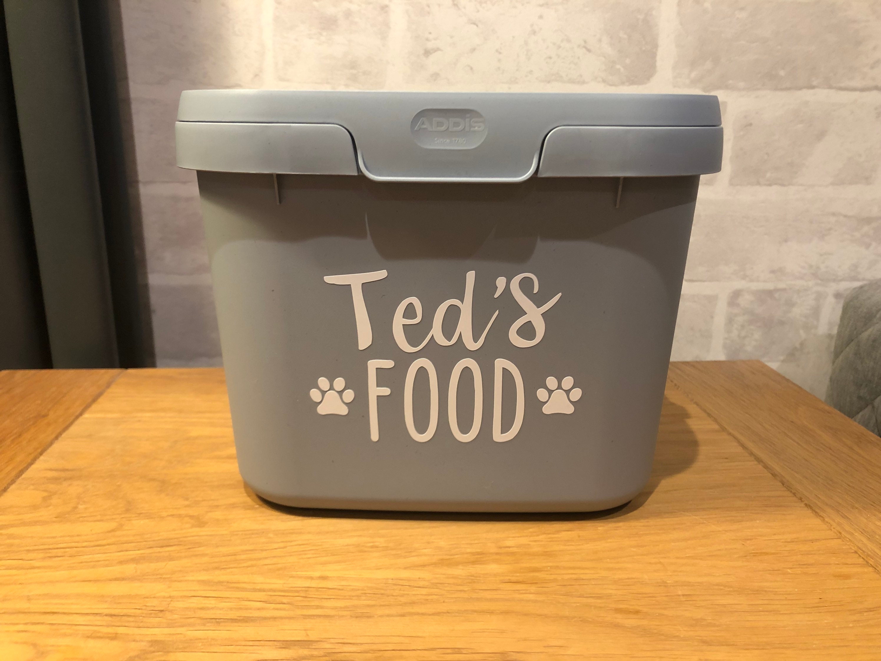 Customised Personalised Grey Pet Food Storage Caddy Tub Etsy