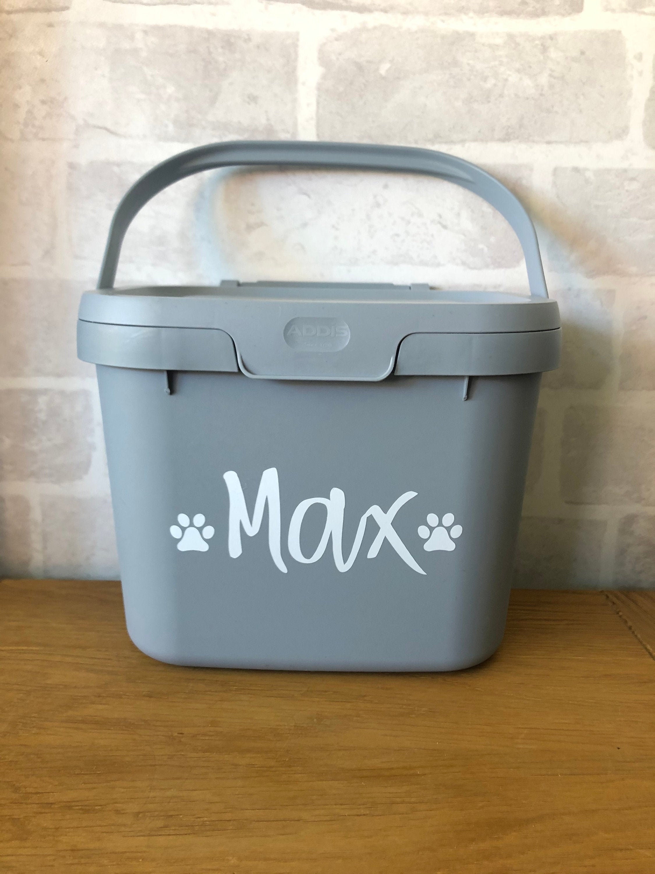 Customised Personalised grey pet food storage caddy tub Etsy