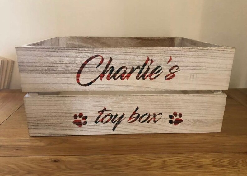 Personalised Cat Dog Pet Toy Box Wooden Crate Storage for Etsy UK