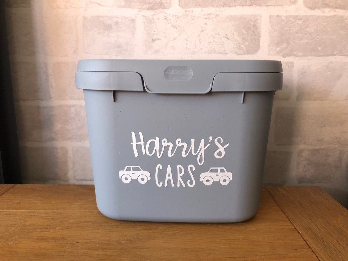 Customised Personalised Grey Toy Storage Car Box Caddy Tub Etsy UK