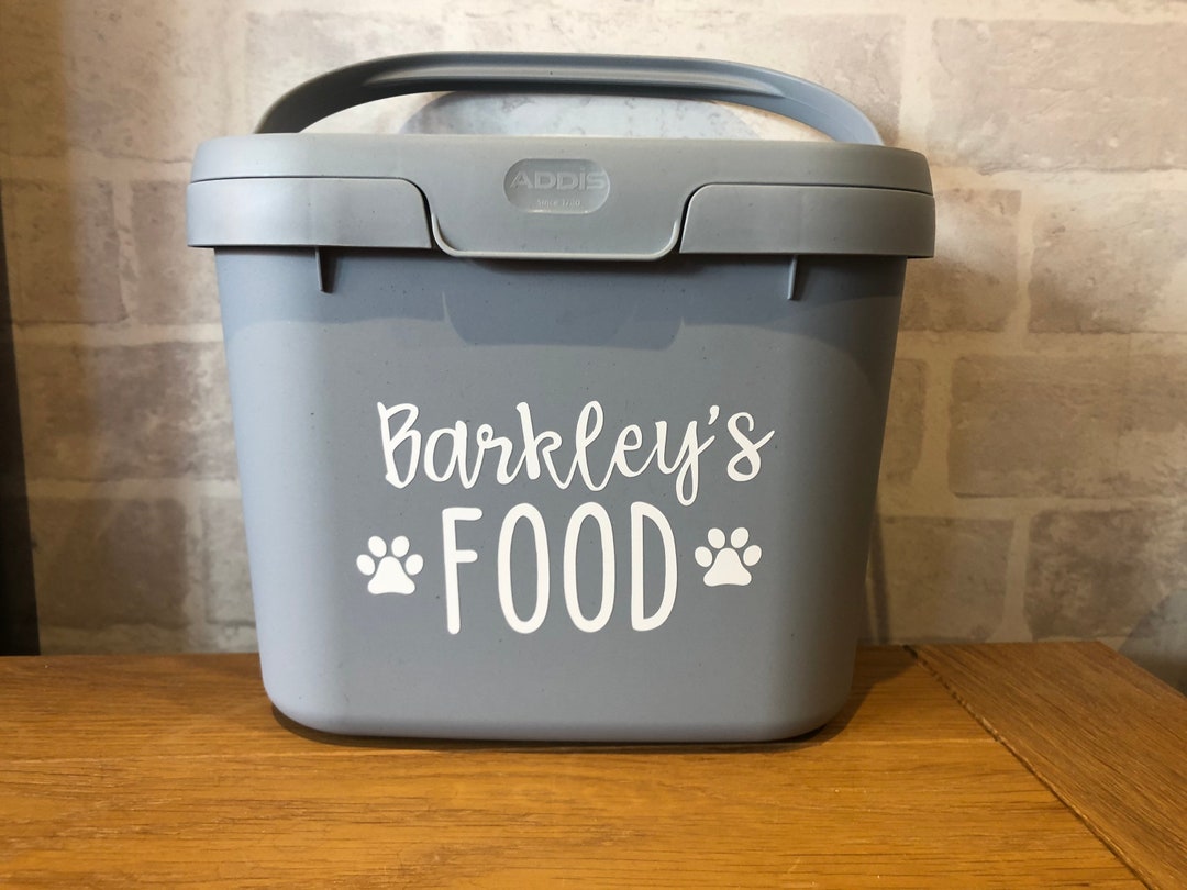 Customised Personalised Grey Pet Food Storage Caddy Tub Etsy