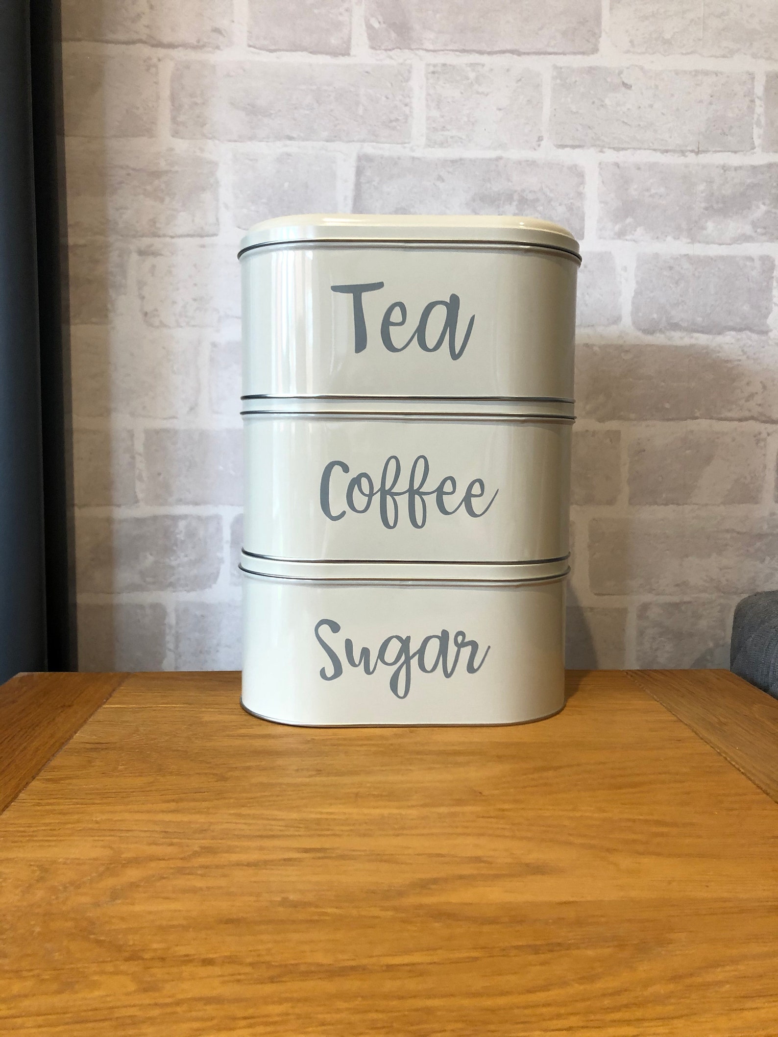 Stackable Tea Coffee and Sugar Container Tin Set Etsy