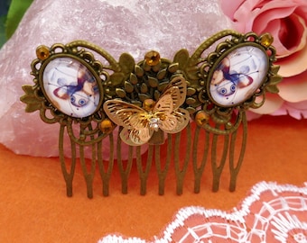 Hair comb bronze coloured motif BUTTERFLY