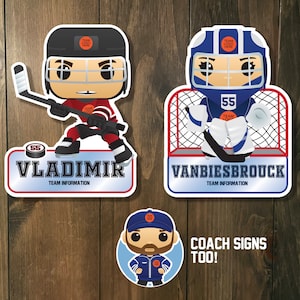 DIGITAL FILE - Custom Sports Tournament Sign - Hockey Player -  Hockey Decor, Door Hanger, Door Sign by Sports Signs By Design