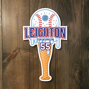 Custom Baseball Tournament Schild - DIGITALE DATEI - Ice Cream Drip - Türschild, Türschild von Sports Signs by Design