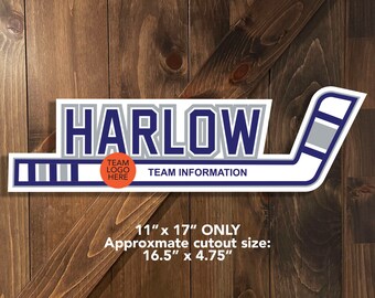 DIGITAL FILE - Custom Sports Tournament Sign - Hockey Stick, Hockey Decor - Door Hanger, Door Sign by Sports Signs by Design