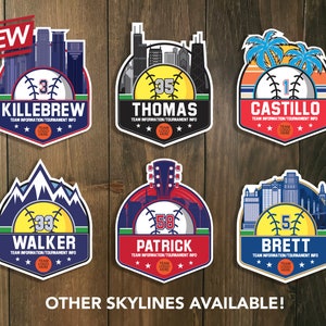 Cartello personalizzato per torneo di baseball/softball - FILE DIGITALE - Skylines - Appendino per porta, cartello per porta di Sports Signs by Design
