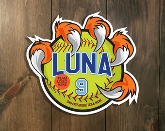 Custom Softball Tournament Sign - DIGITAL FILE - Cat / Dog Claws - Door Hanger, Door Sign by Sports Signs by Design