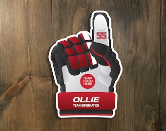 DIGITAL FILE - Custom Sports Tournament Sign - Hockey - Glove #1 Fan -  Hockey Decor - Door Hanger, Door Sign by Sports Signs by Design