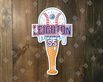 Custom Baseball Tournament Schild - DIGITALE DATEI - Ice Cream Drip - Türschild, Türschild von Sports Signs by Design