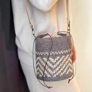 Small Bucket Shoulder Mocha Bag, Gift for Her