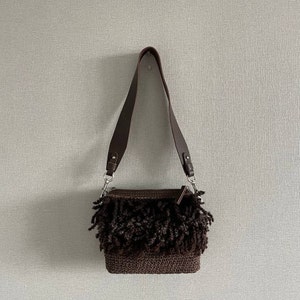 Bag with Zipper, Small Crossbody Bag, Crochet Raffia Bag, Organic Bag, Minimalist Crochet Bag, Raffia Shoulder Bag, Boho Fringe Womens Bag image 5